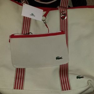 LaCoste Eco Friendly Shopping Tote & Wristlet